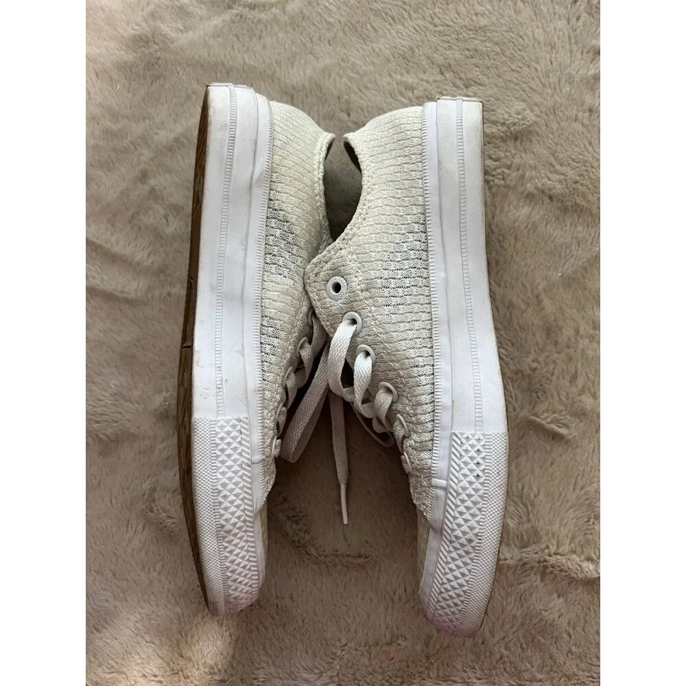 Converse All Star Womens Sneakers Size 6.5 Beige Textured Knit Low Top Shoes Wit